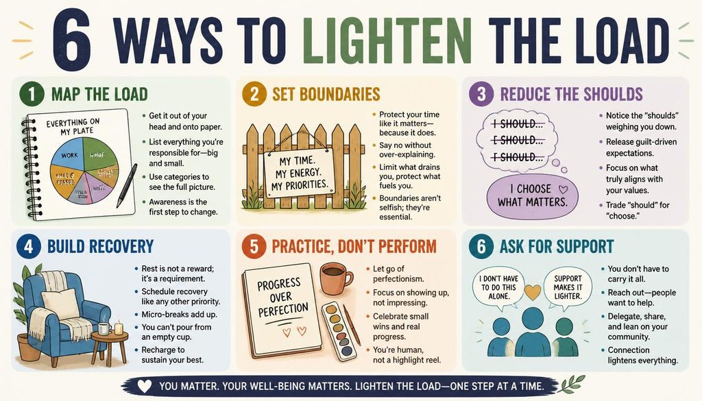 6 ways to lighten emotional load Six practical ways to lighten the emotional load of adult life
