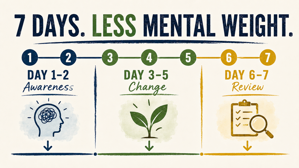 7 day emotional load lightening challenge Seven-day emotional load lightening challenge with awareness, practical changes and review