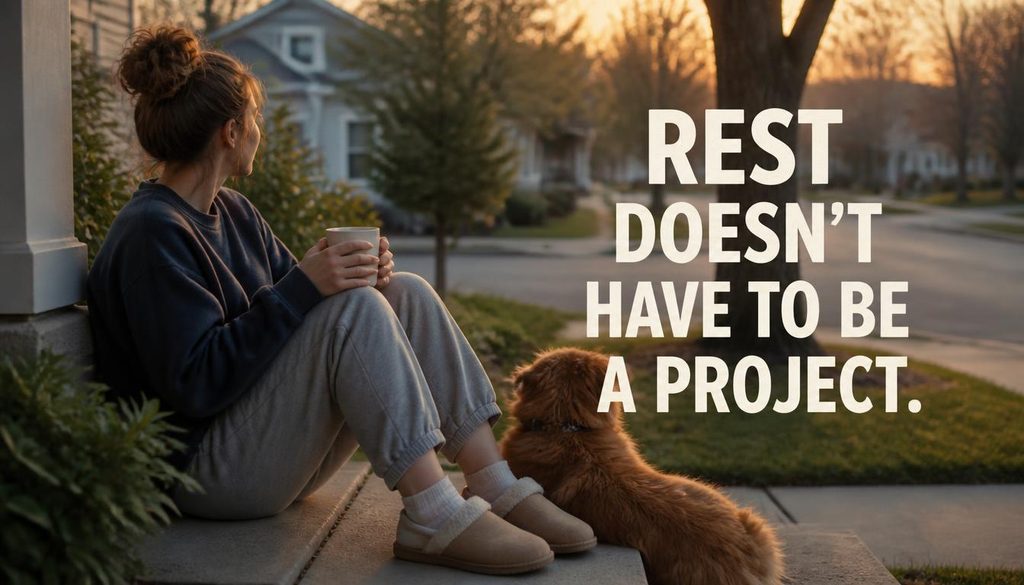 small recovery rituals adult stress Adult taking a simple quiet break as a small recovery ritual from daily stress